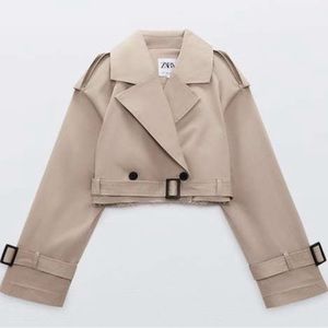 Zara Oversized Cropped Trench Coat Camel size L